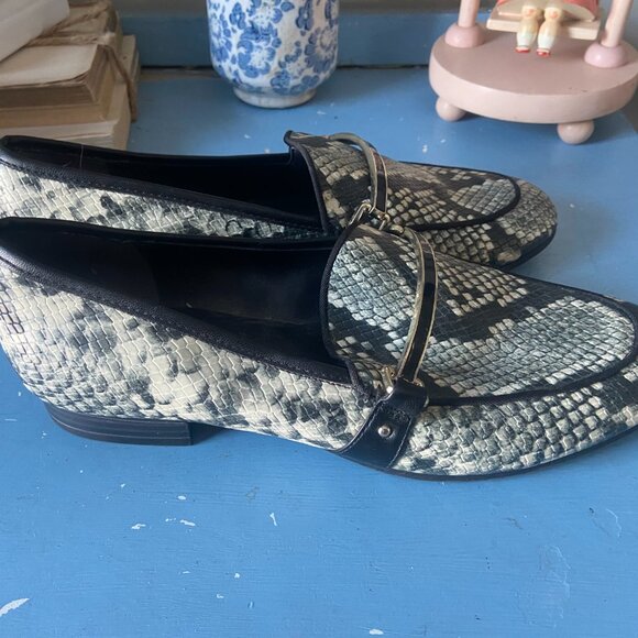 CIRCUS by SAM EDELMAN Women's US8.5 Blk & Wht Leather Snakeskin-embossed Loafer - Picture 2 of 7